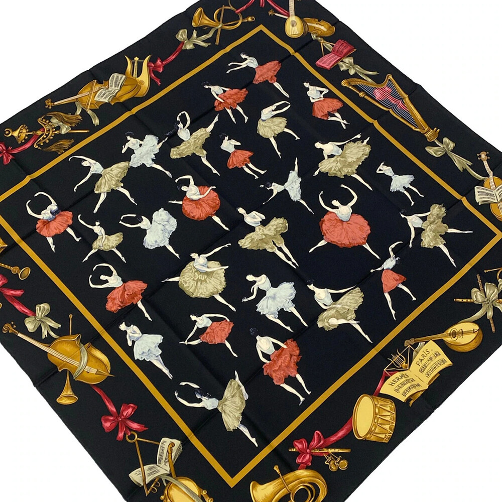 Hermes Carre 90 Black Brown Multi Scarf #307446H71B